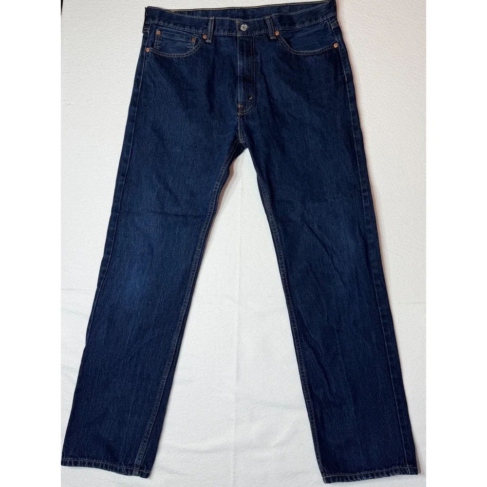 Levi Strauss & Co 505 Mens Jeans Dark Wash‎ Straight Fit W38 L34 (actual 33)